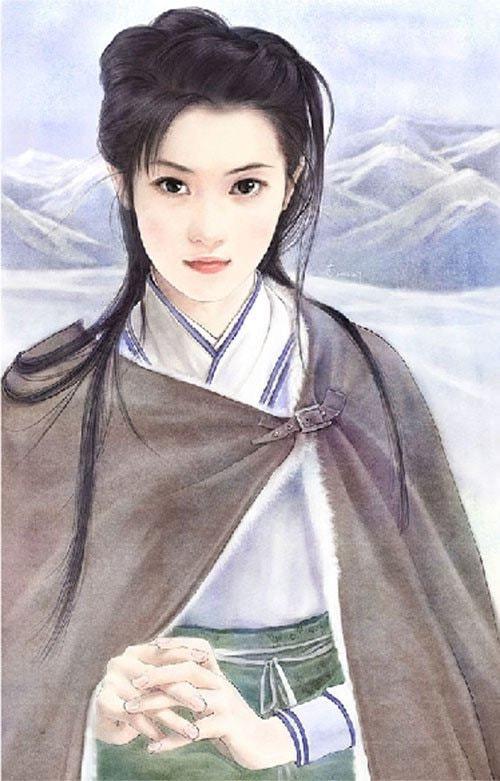 手绘插画言情女主角温婉美丽的女子