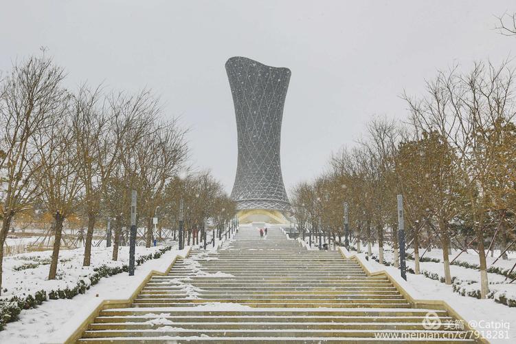 十五层向西望去有一座掩映在高楼中的福莱山公园,公园里有座福莱塔