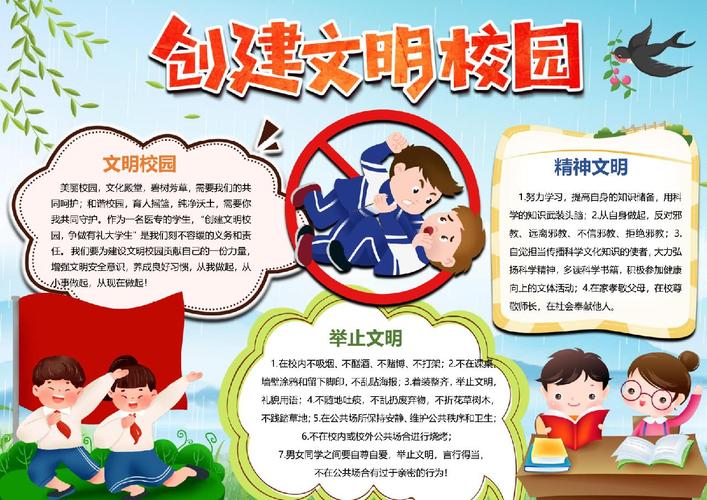 创建文明校园手抄报小报word模板