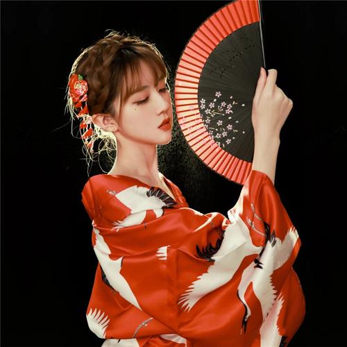春夏日本和服女改良版大仙鹤便穿日式和风写真神明少女摄影服装