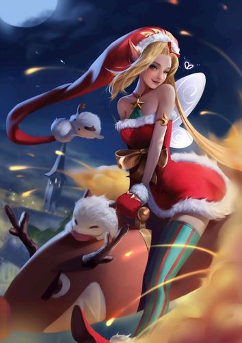 英雄联盟lol暴走萝莉金克丝金克斯圣诞捣蛋鬼插画