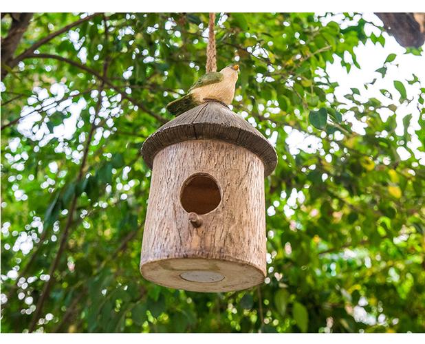 户外庭院树脂创意鸟屋鸟窝别墅花园阳台园艺景观装饰挂 麻袋鸟窝 款1