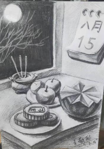 其它 上周大师班中秋节作品展示 写美篇 中秋节主题素描绘画,孩子们