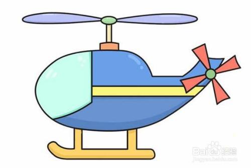 直升机简笔画彩色画法步骤