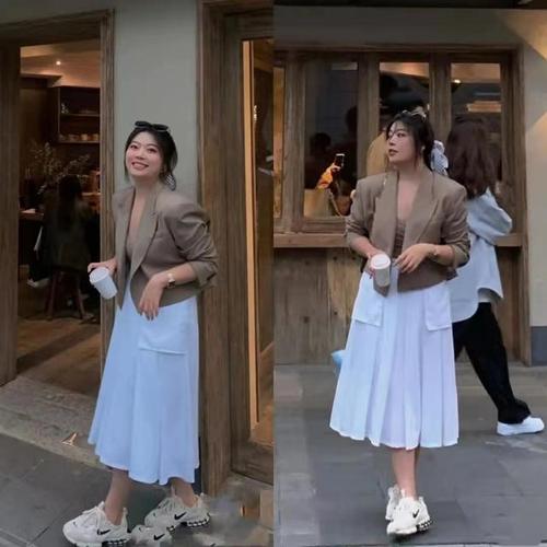 时尚与身材无关,1米65体重135斤穿出洋气范,没小蛮腰