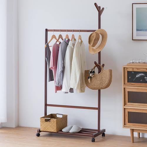 衣架挂衣实木落地卧室简易衣帽架置物架小型家用衣帽架