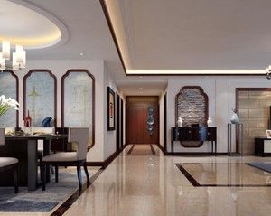 客厅与餐厅大理石地面连接效果图