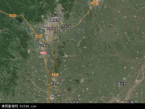 中国黑龙江省鹤岗市兴安区红旗镇地图(卫星地图)