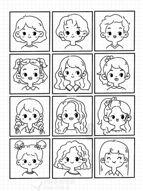 小头像人物可爱女孩卡通插画_简笔画_插画_卡通_手绘_头像_文化_绘画
