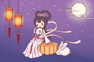 漂亮的嫦娥简笔画步骤图