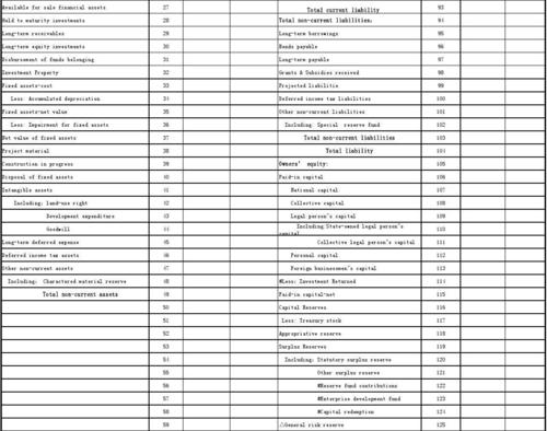 英文版资产负债表