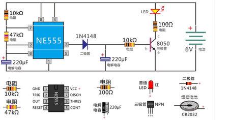 ne555呼吸灯把电路里哪个电阻换成电位器,呼吸频率就可以调了?