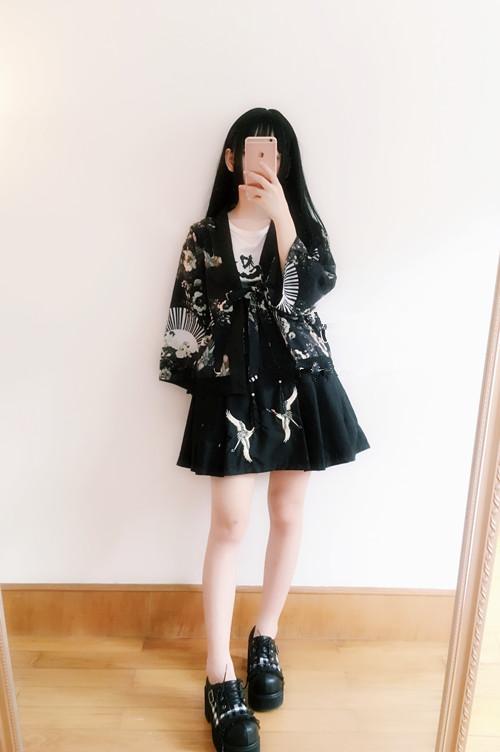 日本防晒衣_日系云鹤日式和风浴衣日本和服羽织仙鹤扇子防晒开衫外套