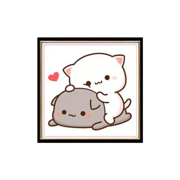 2021最火猫咪头像卡通,2020最火猫咪头像 十字绣2021新款简单小幅画可爱猫咪卡通情侣一对卧室学生新手线绣十字