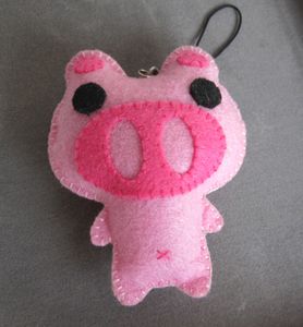 店主纯手工制作 不织布 粉色小猪 手机链/挂件