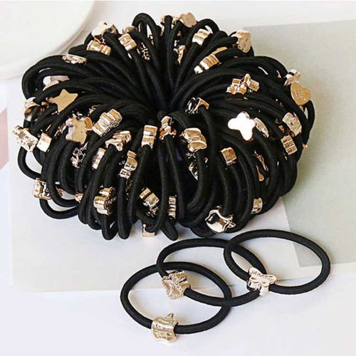 购客韩国*简约清新头饰卡通黑色头绳发圈扎头发橡皮筋发绳发饰女_易购