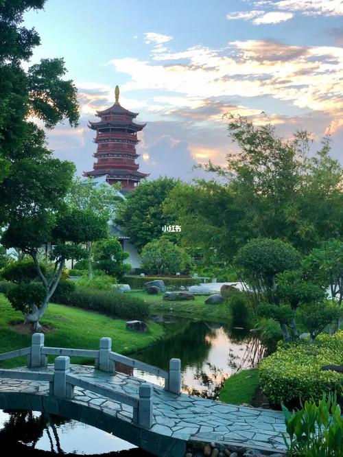 厦门园博园#晚霞真美_景点_夕阳_园博园_厦门园林博览苑攻略_汉服
