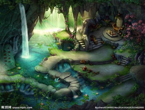 游戏场景花果山水帘洞设计图__风景漫画_动漫动画__昵