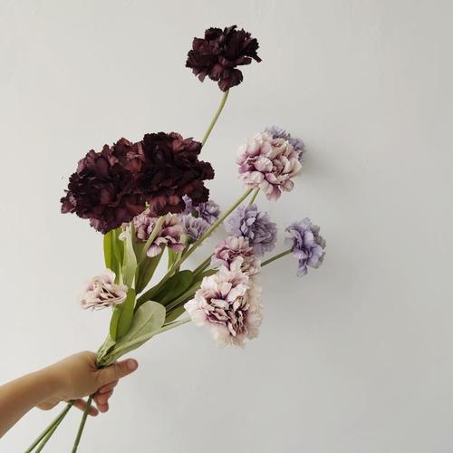 仿真花欧式康乃馨复古色逼真自然系插花家居摆放摄影