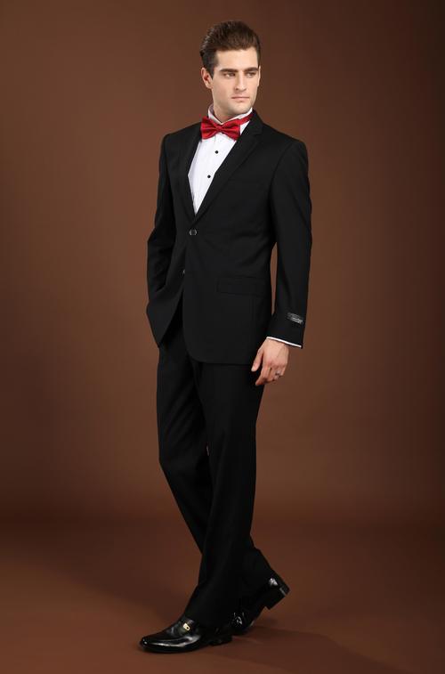 岁以上高档西装气质 40 秋冬西服套装男黑色新郎羊毛料免烫银行经理