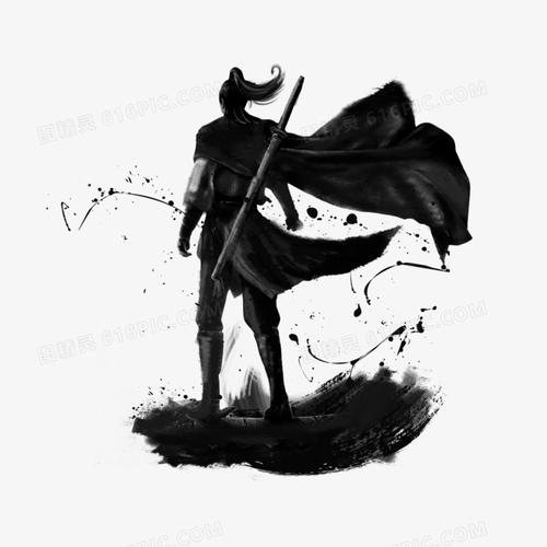 中国风水墨武侠剑客背影