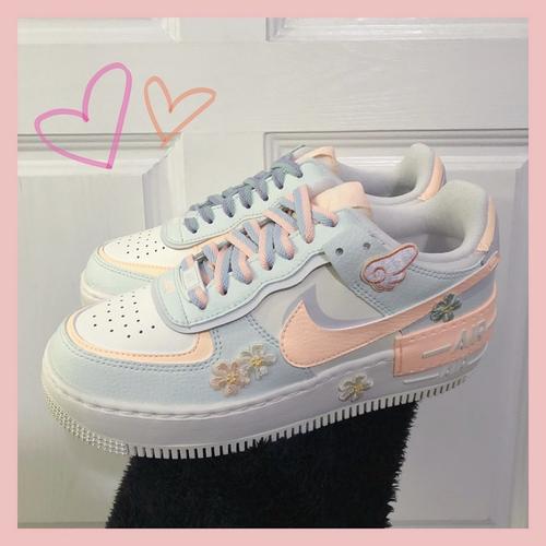 nike/耐克 af1 shadow 女子淡蓝粉马卡龙空军一号板鞋
