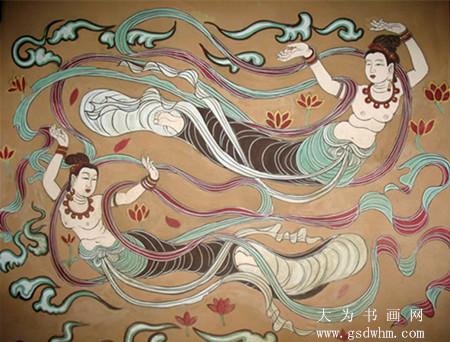 壁画  飞天图>>(大为书画网配图)