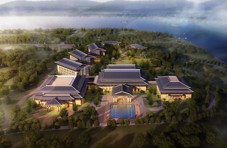 辽宁酒店度假新中式坡地多层鸟瞰图