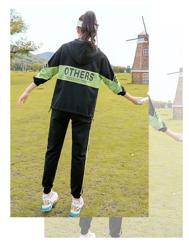 艳如飞中学生春季棉运动套装女开衫初中生休闲宽松春装青少年班服校服