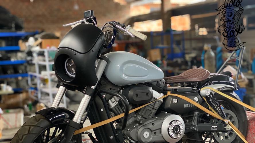 改装金吉拉奔达猪头复古摩托车bd300挡风风挡无损摩托车前挡风