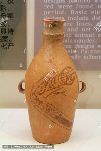 仰韶文化鲵鱼纹彩陶瓶