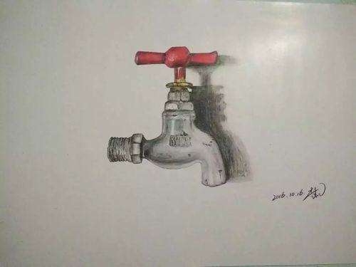 彩铅达人绘掌间树画室李杰的水龙头手绘步骤