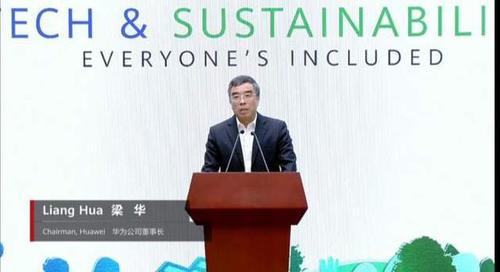 梁华,华为公司董事长,在"科技助力可持续发展"论坛致欢迎词