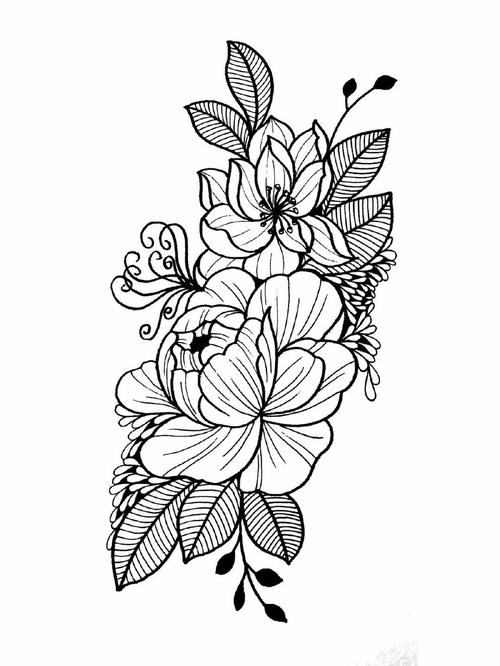 黑白装饰画线描针管笔花卉练习缠绕画_装饰画_花卉_针管笔_黑白装饰画