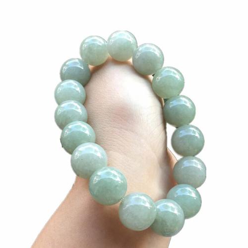 序壹xuyi翡翠浅绿色圆珠手链男女款玉石手串视频