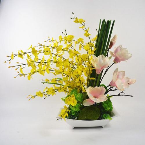 跳舞兰玉兰软装插花家居假花客厅餐桌绢花装饰花仿真花整体花艺-淘宝