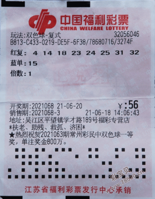 苏州彩民擒获双色球1170万多元