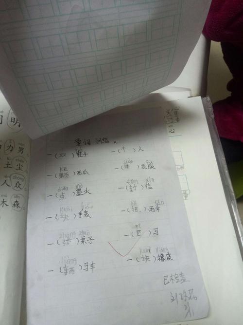 量词,生字,听写,导练,预习并组词读五次,读词语表《小小书包》,背课文