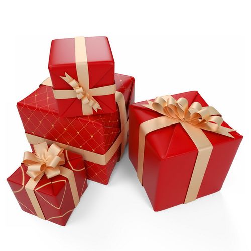 一堆包装精美的金色和红色礼物盒110930png图片免抠素材