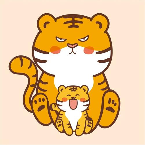 头像分享 虎萌萌一家三口生肖胖虎宝宝卡通_生肖_头像