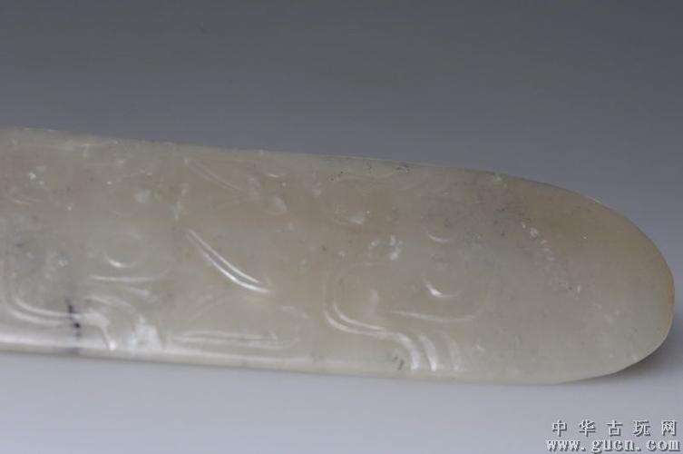 2161833] 明 和田青花阴刻兽面纹笏板; 古代玉板指图片