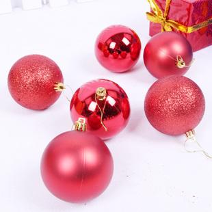 圣诞节装饰球8cm亮光球哑光球磨砂球圣诞树藤条玻璃橱窗挂饰6只装