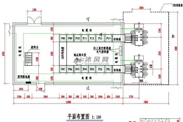 工厂配电所平面布置图 - autocad工业建筑电气cad