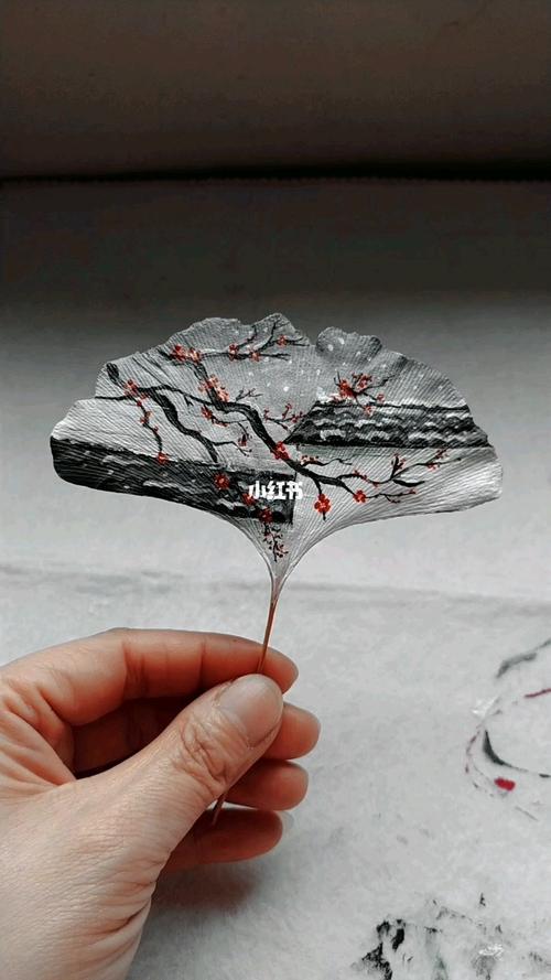 银杏叶双面画丙烯画_银杏_丙烯画_文化_绘画