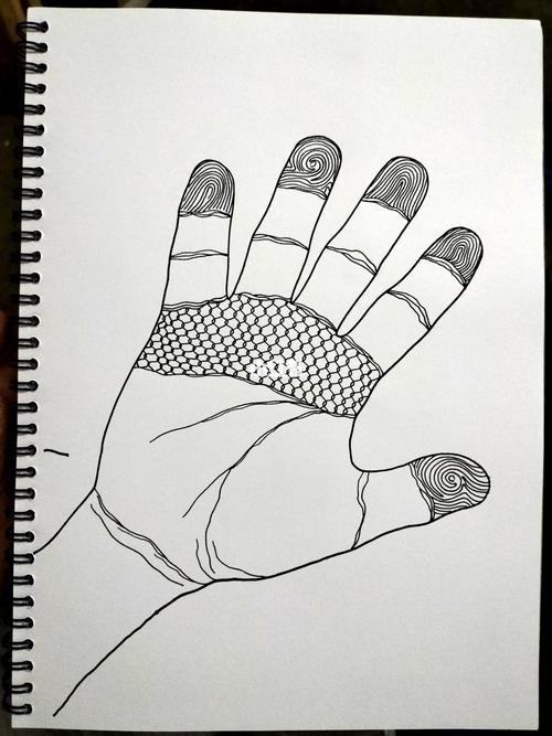 手掌世界 线描画_装饰画_插画_儿童画_绘画_线描_文化