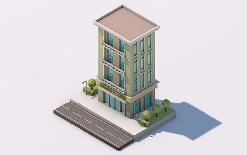 素材资源#c4d低面场景多边形建筑卡通城市lowpoly风格3d模型设计素材