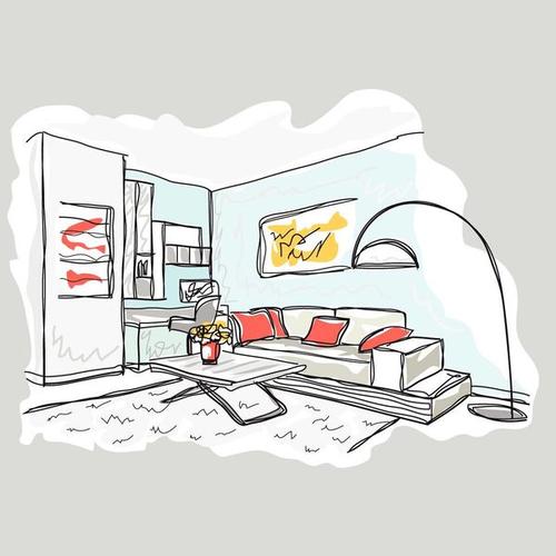 现代,室内,房间