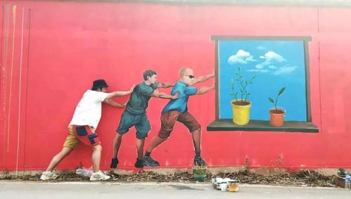 这些创意文化墙,区别于旧时上墙的刻板文字,取而代之的是一些生动