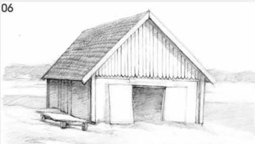 风景素描画教程:教你一步一步画小木屋