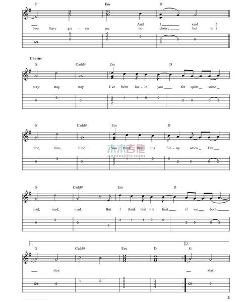 stay stay stay(吉他谱)